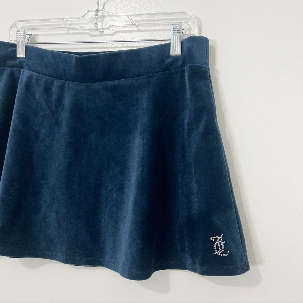 Juicy Couture Blue Y2K Velvet Micro Mini Skirt Size Large