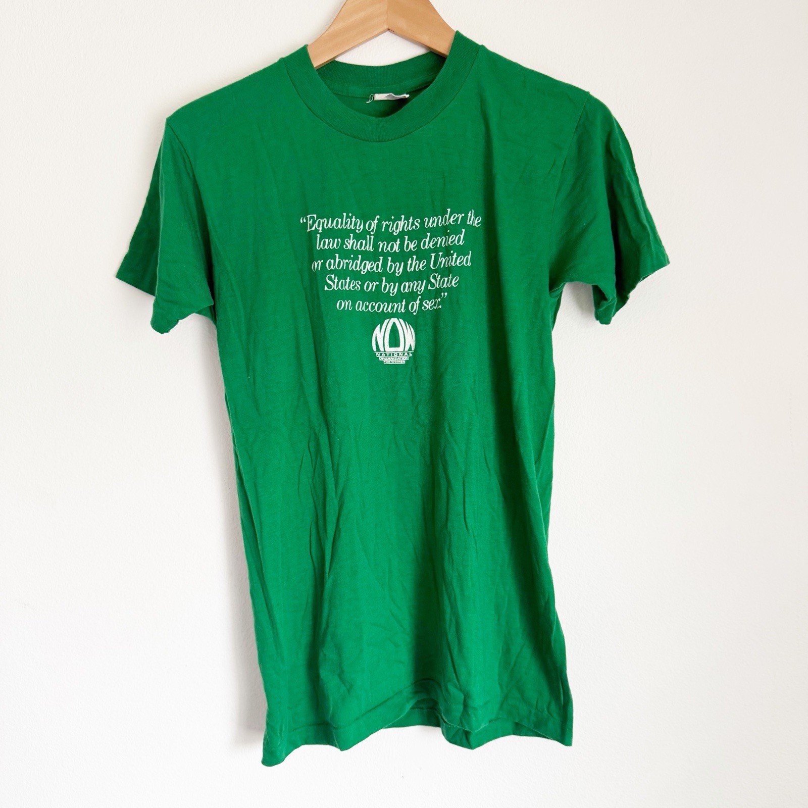 Vtg NOW National Organization Women Equal Rights T Shirt Feminist Sneakers L