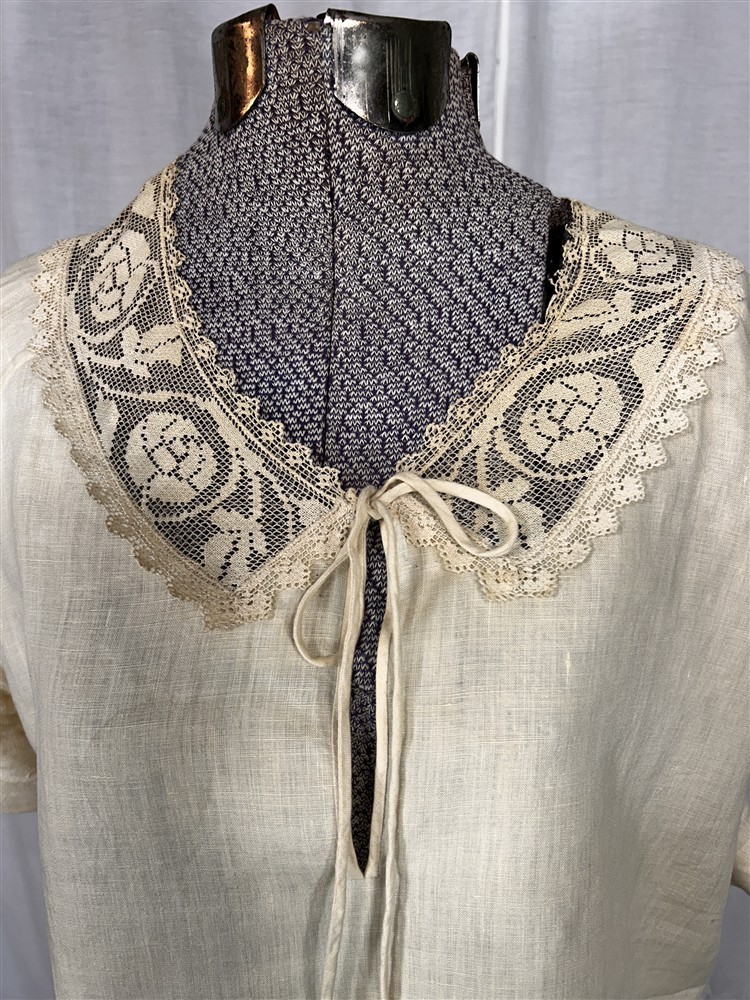 antique blouse linen lace pull over bust 40 off white original 1900-20