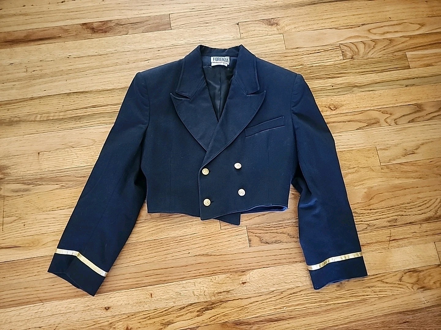 Vintage 80&rsquo;s Forenza Captains Jacket Navy Blue Sz Medium Double Breast Lined