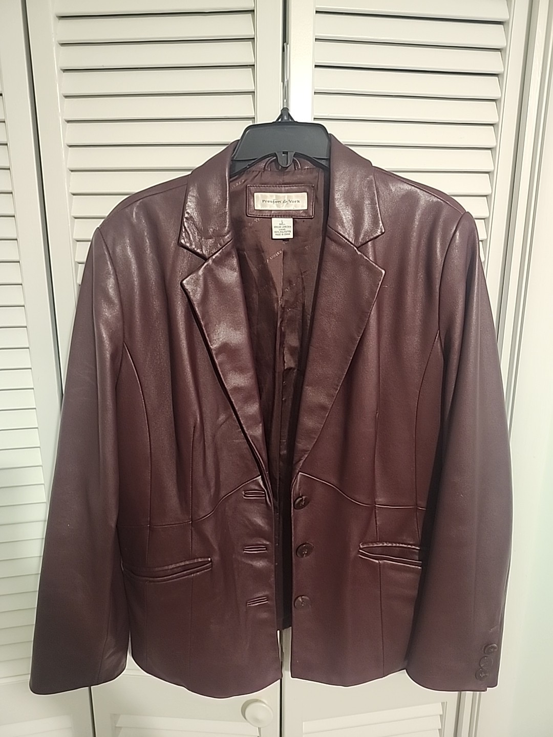 Preston & York Women&rsquo;s Vintage Lamb&rsquo;s Skin Leather Lined Blazer Jacket Size L
