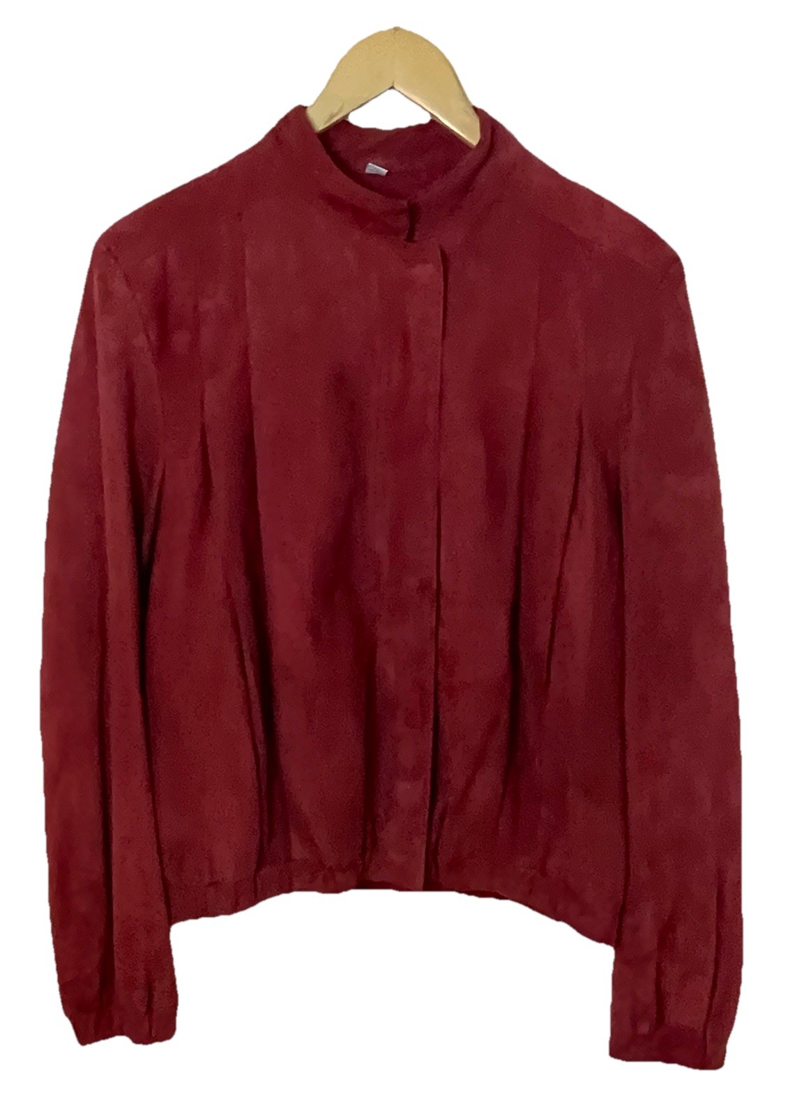 VTG Jeffrey Bank Raspberry Red Suede Moto Bomber Blouson Jacket Pleats Sz 10