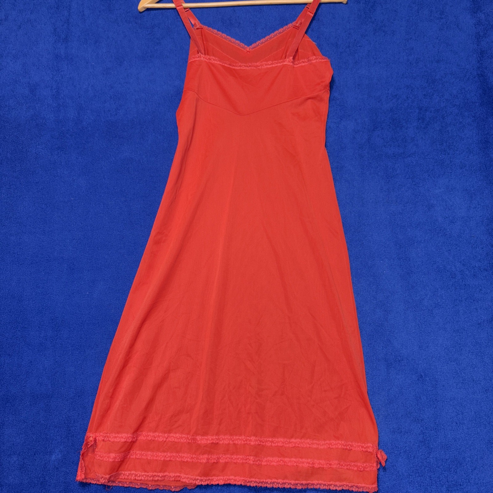 Strutwear Vintage 1950’s Red Nylon Slip Dress Lace Small 34