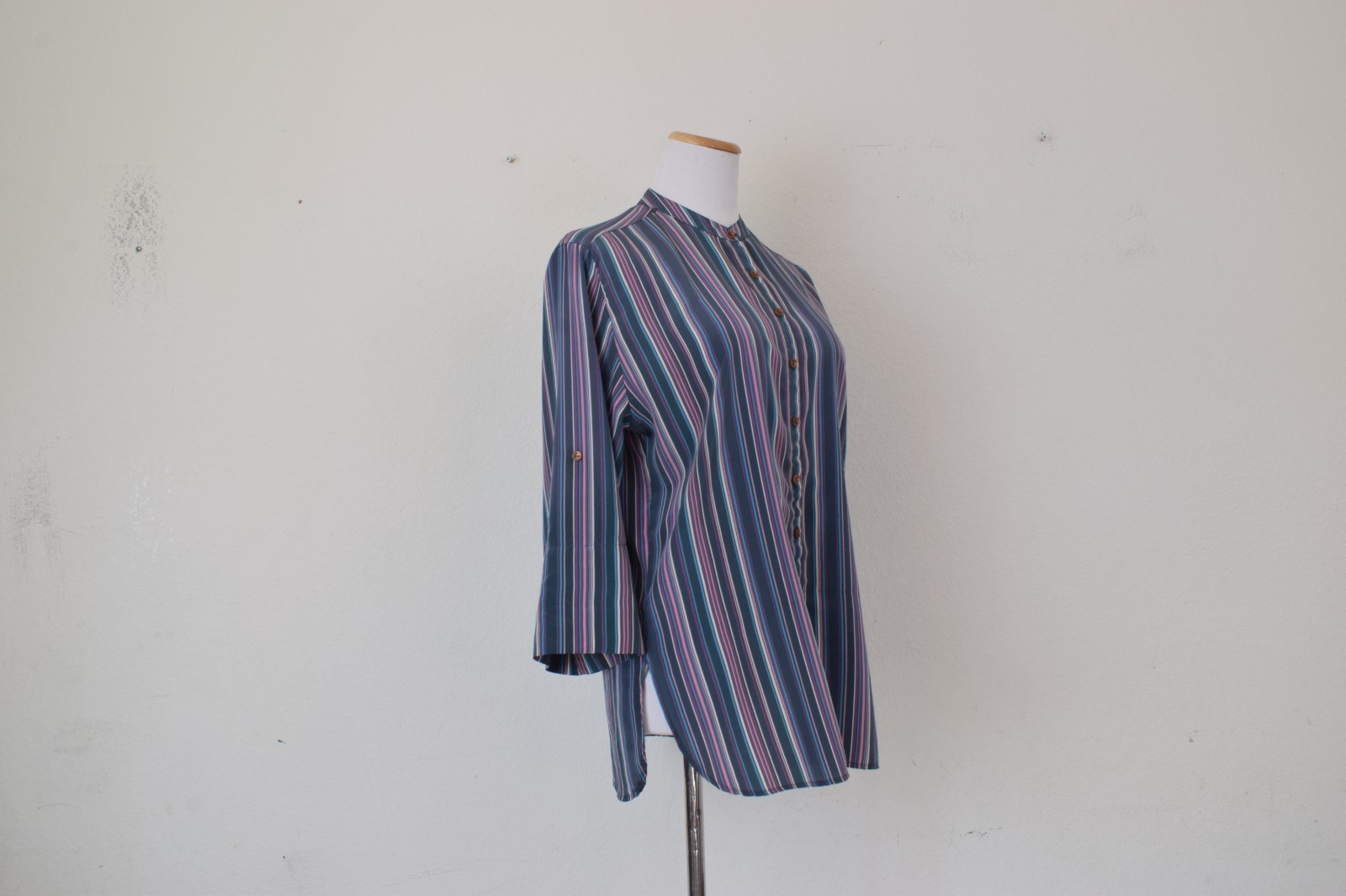 Vintage 90s Striped High Neck blouse by Loubella Extendables