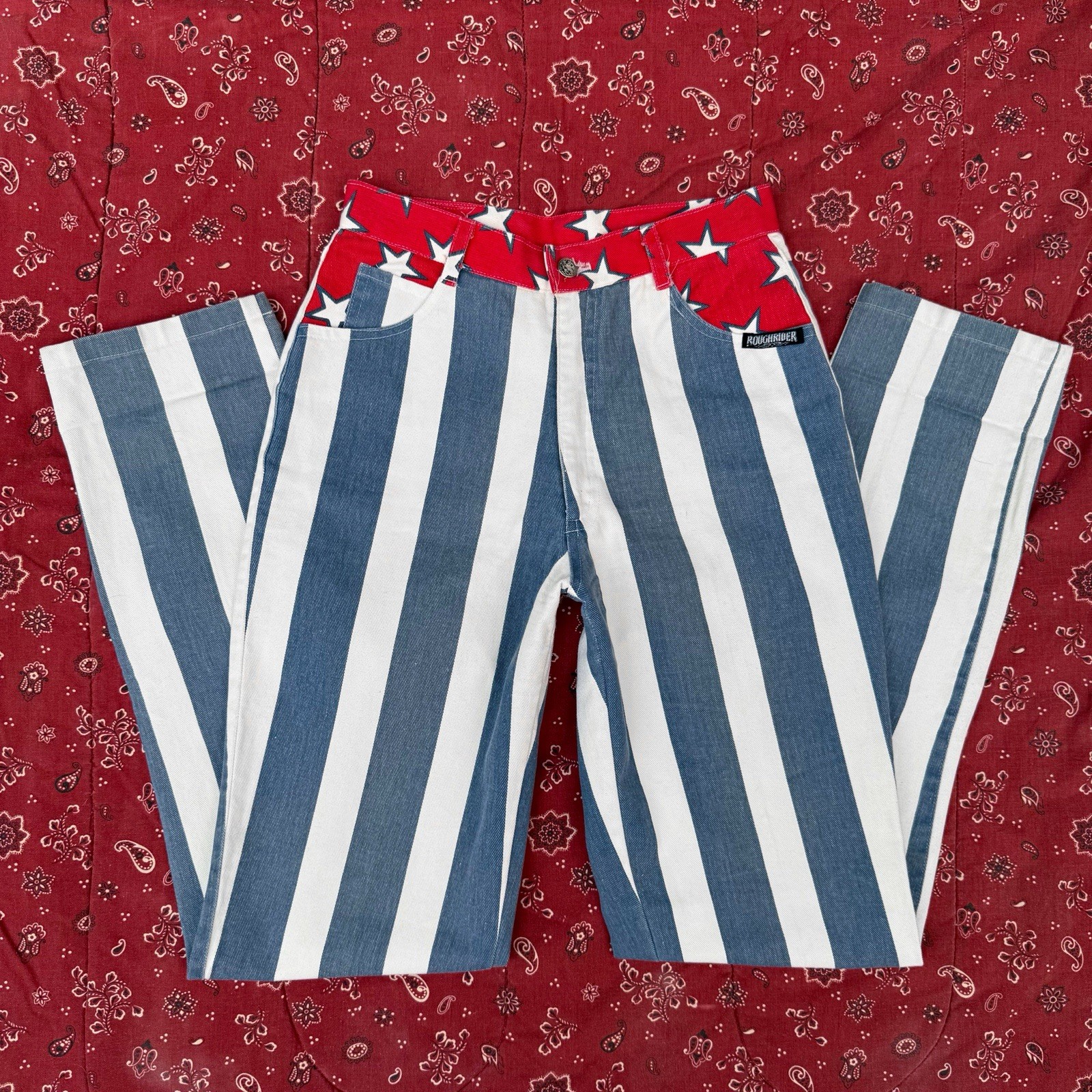 Vintage Roughriders Stars And Stripes Western Pants Women’s 9/10 27 28 USA