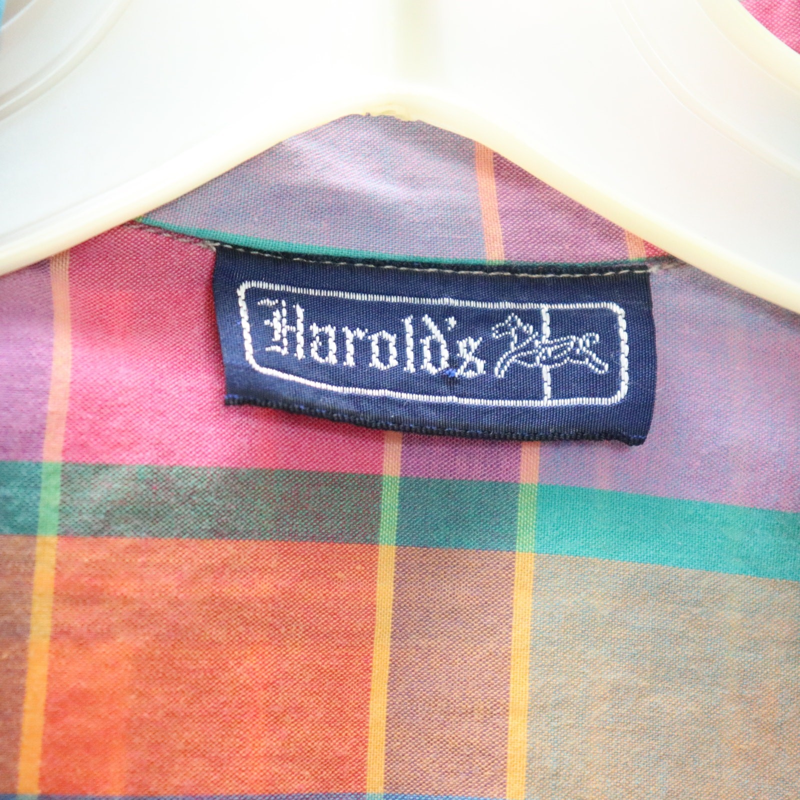 Vintage Harold’s Multicolor Plaid Button Down Shirt Retro Long Sleeve Size 8