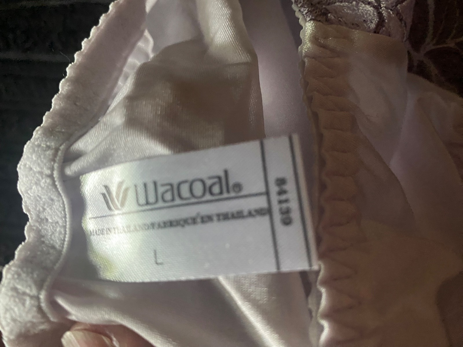 NWT Wacoal Capucine Pale Lavendar Lace Embroidered Panty L 84139