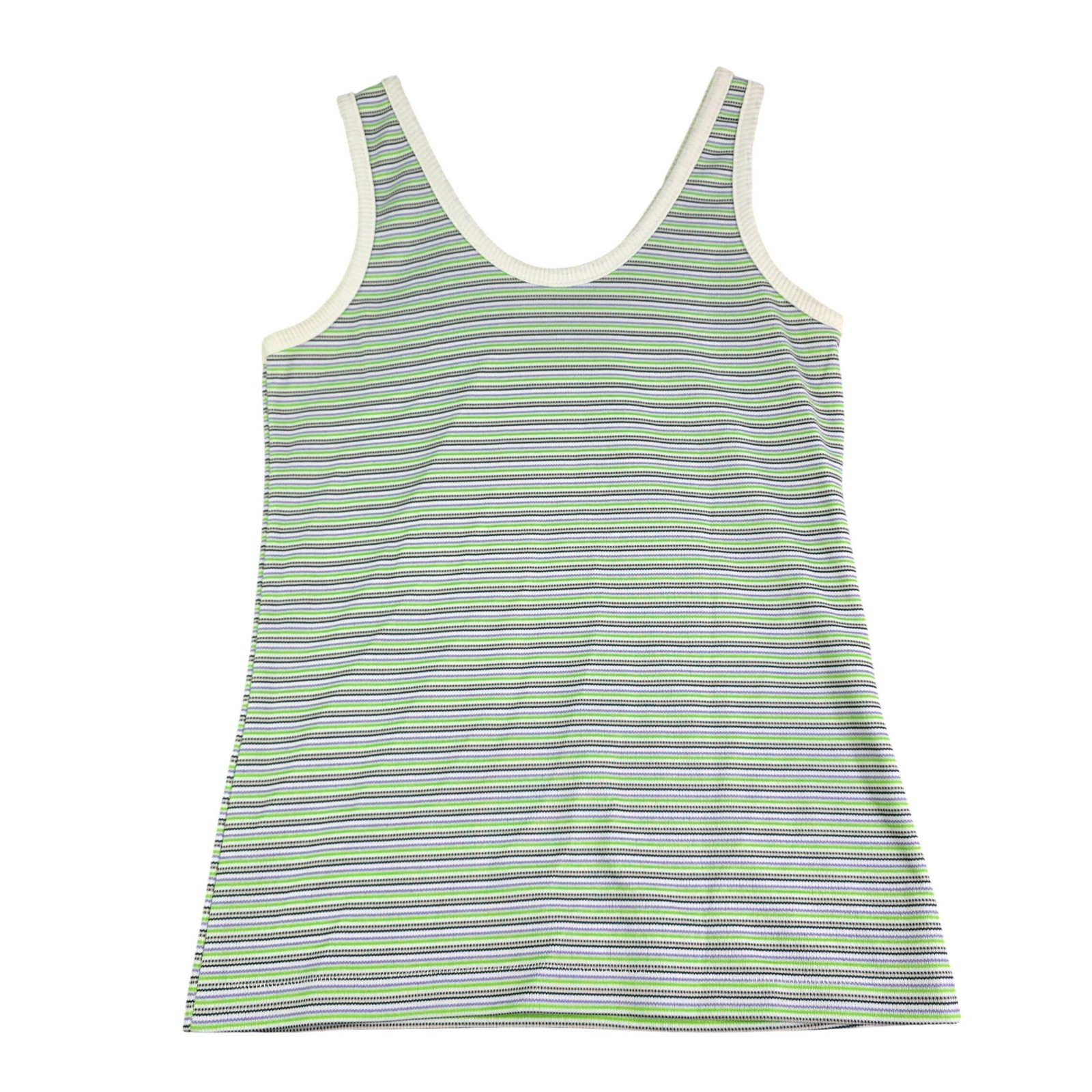 Vintage Striped Knit Ribbed Tank Top Womens Small Green Purple Retro Hippie 70s
