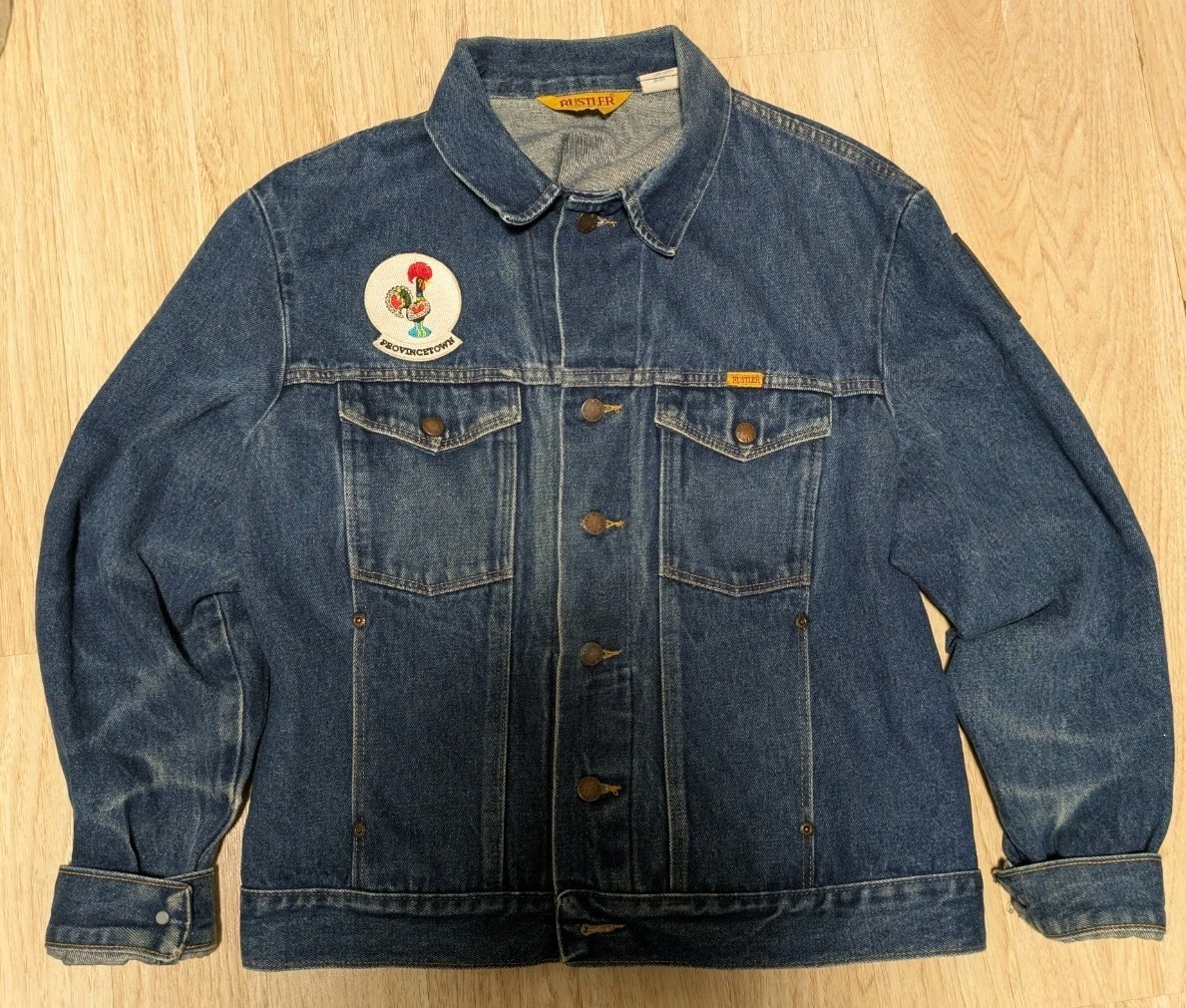 Vintage RUSTLER Denim Jacket, Women&rsquo;s XL, Western, Trucker, Biker, Cowboy