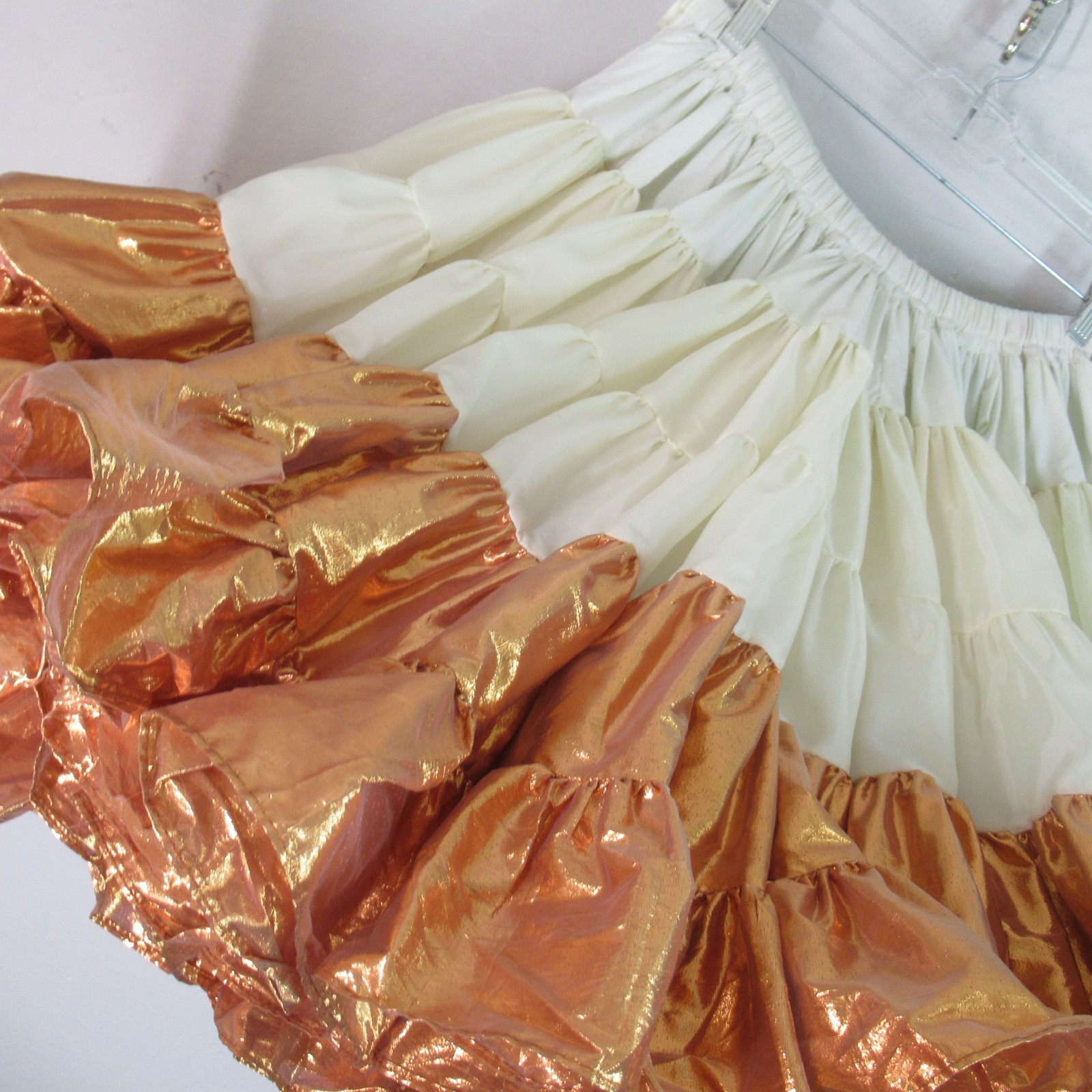 Million Dollar Petticoat Square Dance M Ruffles Metal Copper 3 Tiers 2 Layers
