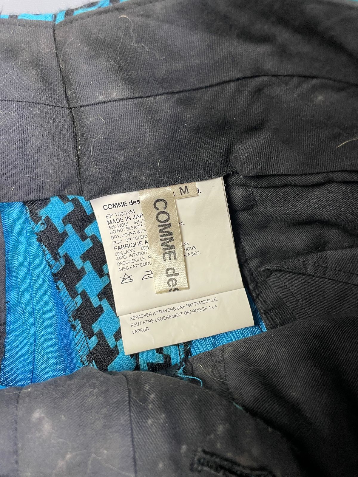 Comme Des Garcon 1990S CHUNKY WOVEN HOUNDSTOOTH & CAMO LIGHT FLARE TROUSERS Blue