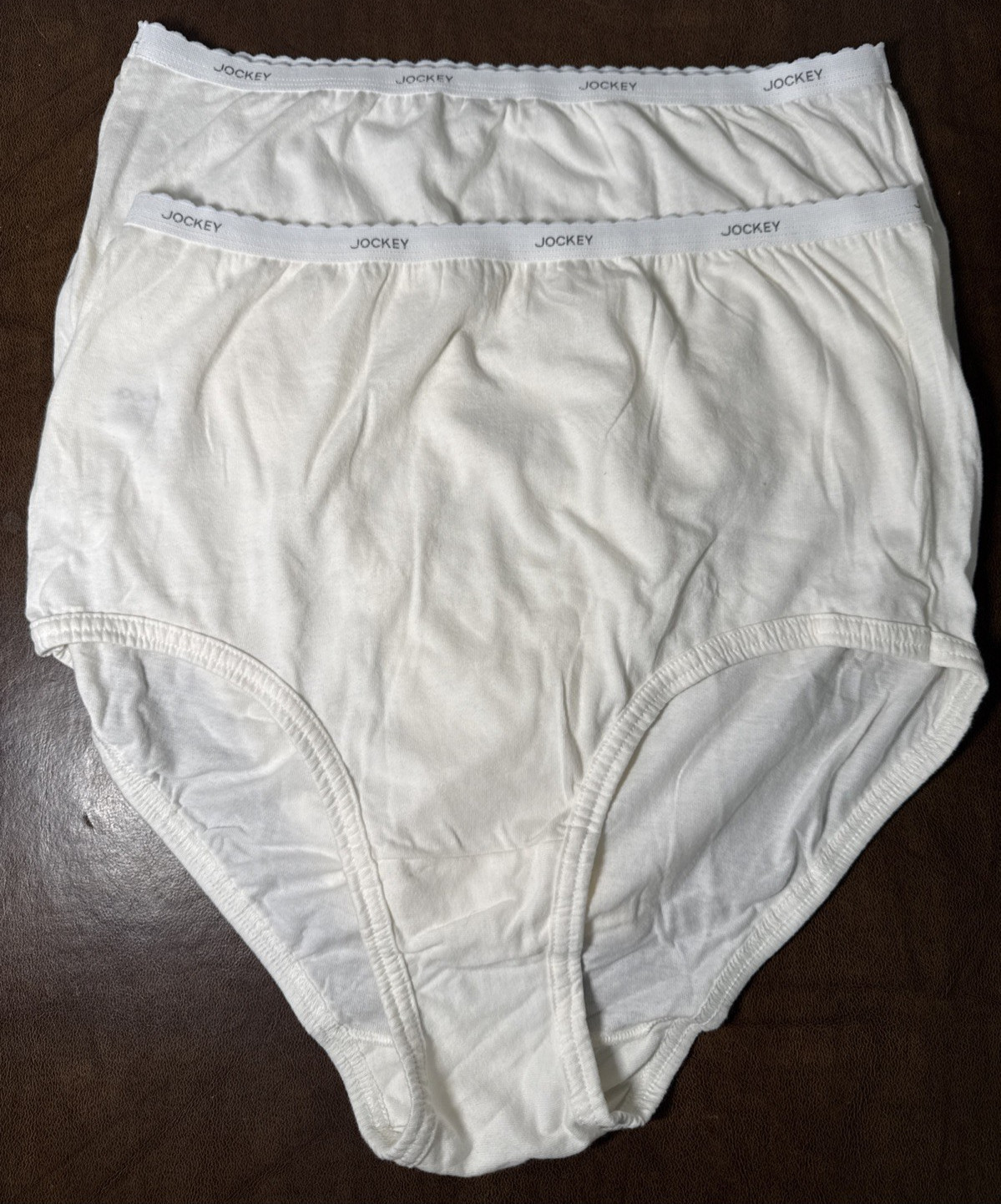 2 Pr Vtg Jockey 100% Cotton Briefs Granny Panties Cloth Tag Logo Waist Sz 7 / L