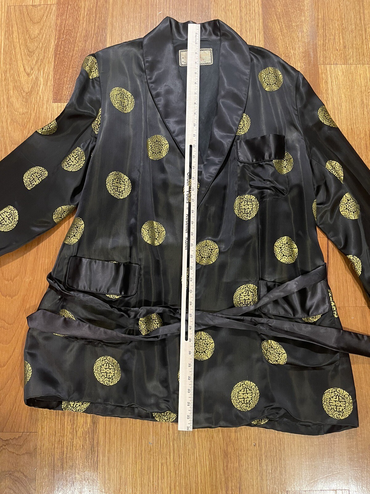 Authentic Vintage Chinese Robe Solz Squirrel Black/Gold Made in China Size 46