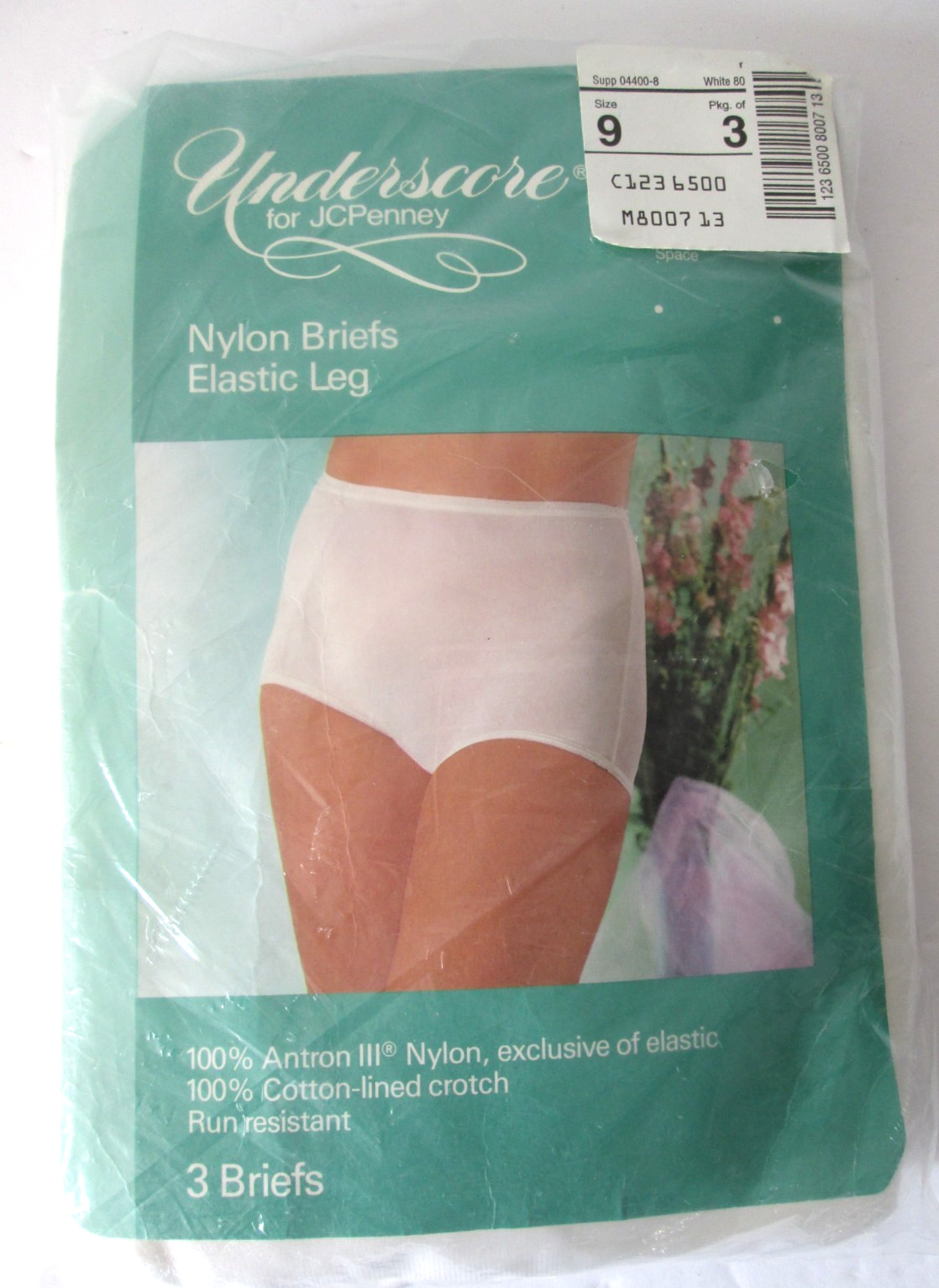 Vintage JCPenney Underscore White Nylon Briefs Women&rsquo;s Size 9 – 3 Pack