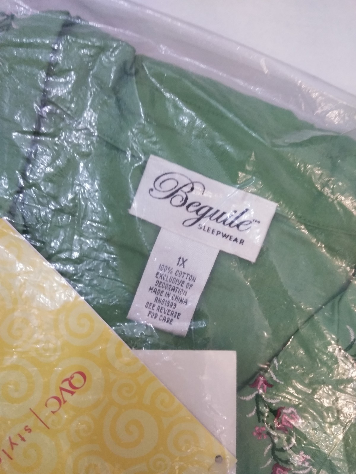 NEW Beguile WOMEN&rsquo;S Sleepwear 2-PIECE SET, GREEN W/ FLORAL ACCENT SIZE 1X