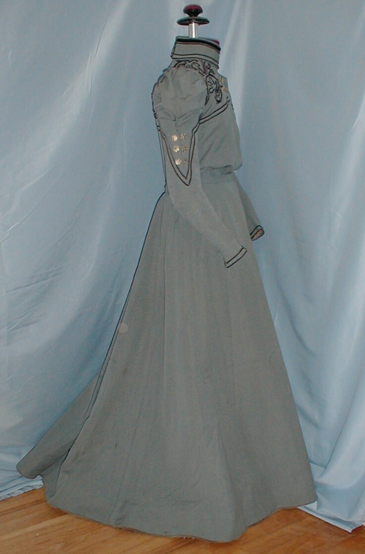Antique Dress Seafoam Green Wool 1890&rsquo;s Victorian Braided Trims