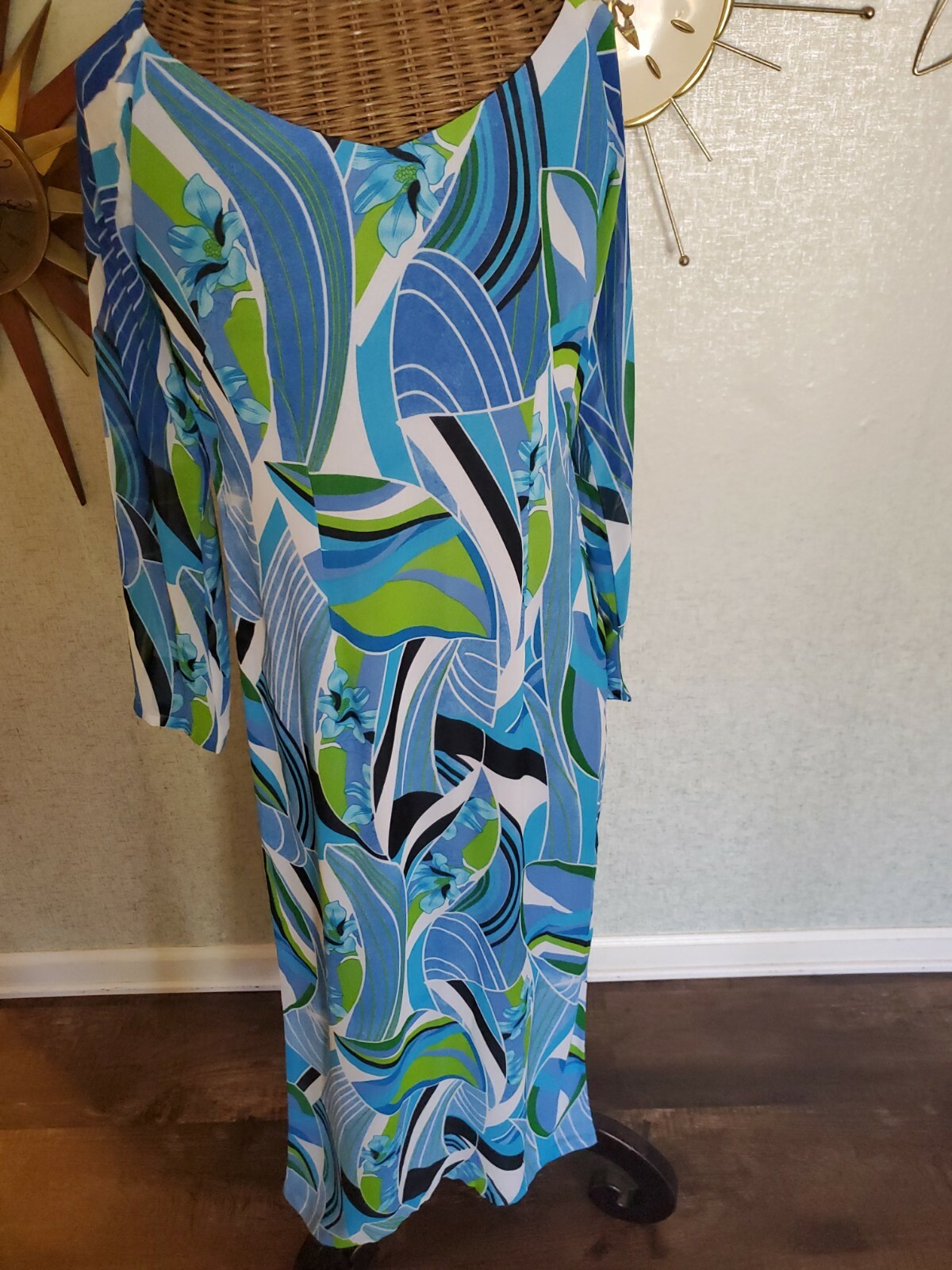 Vintage 1970s Sheer Dress/Shirt With Slits Multicolor