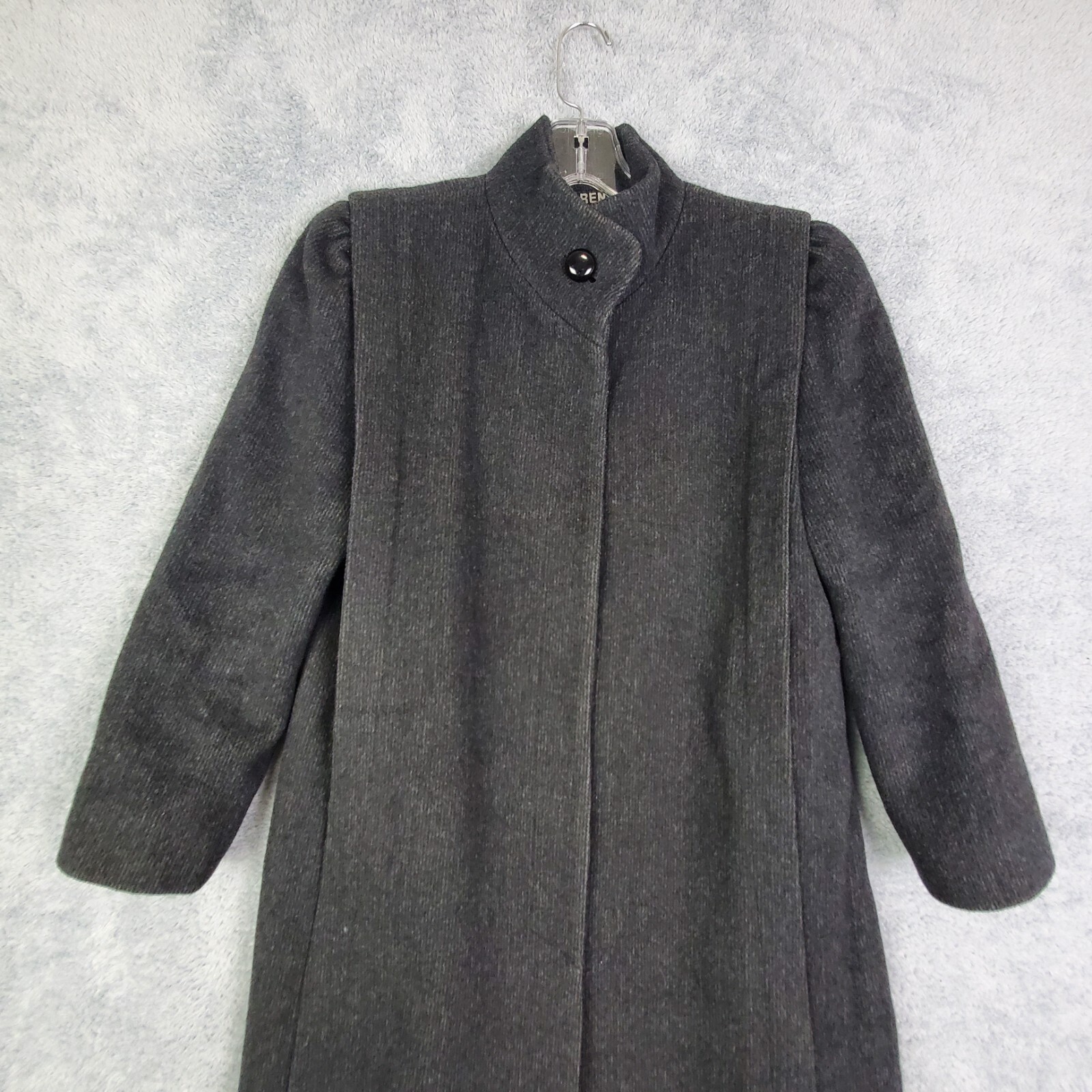 Vtg 70s Womens Jacket Size Medium Gray Wool Cashmere Blend Trench Coat ILGWU