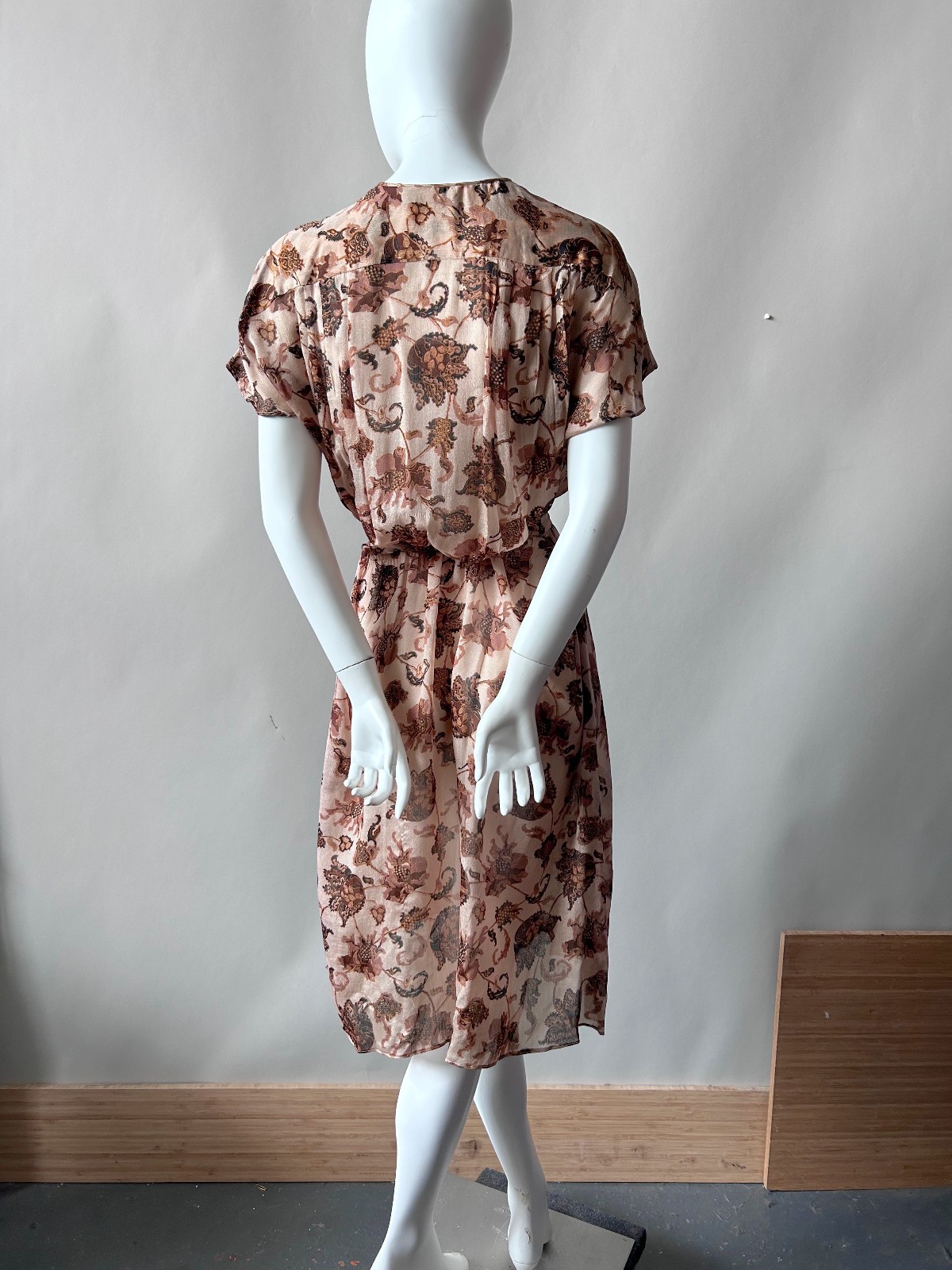 Vintage Judith Ann for Heiser-Egan Vintage Sheer India Silk Dress sz S M 1970s