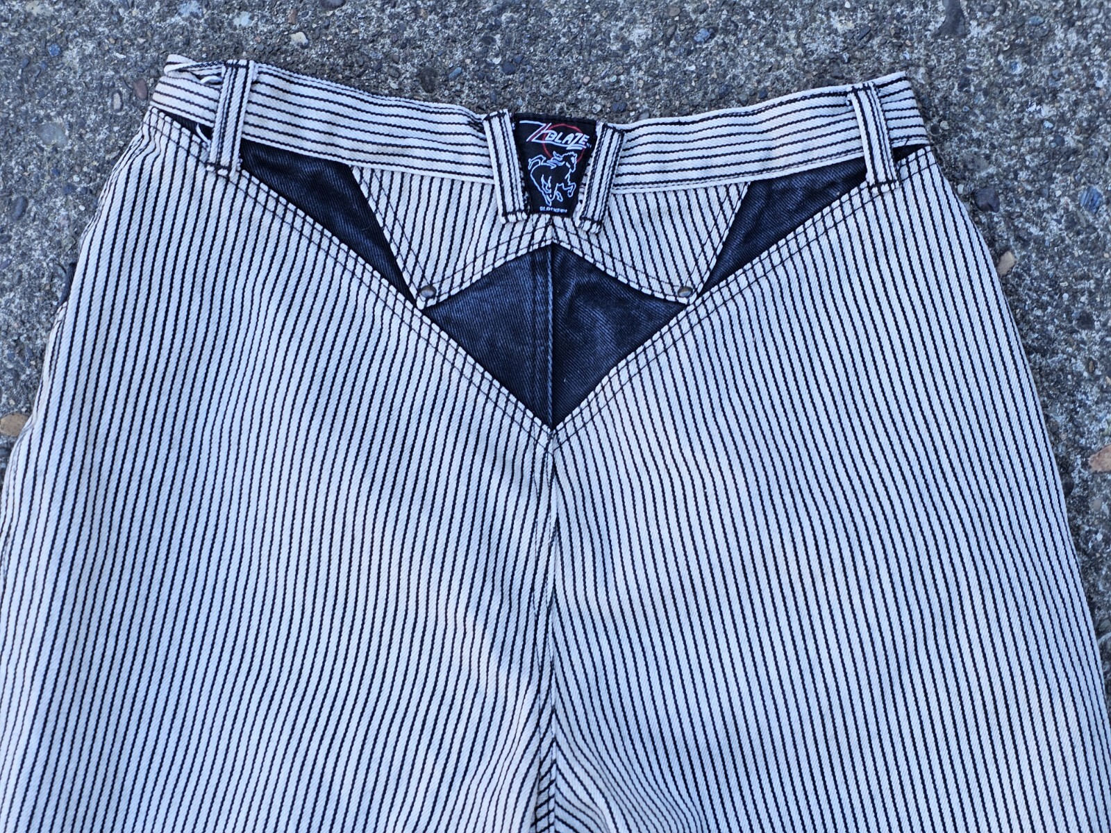 Vintage Blaze Riding Gear Western Jeans in black white pinstripes Size 13/31