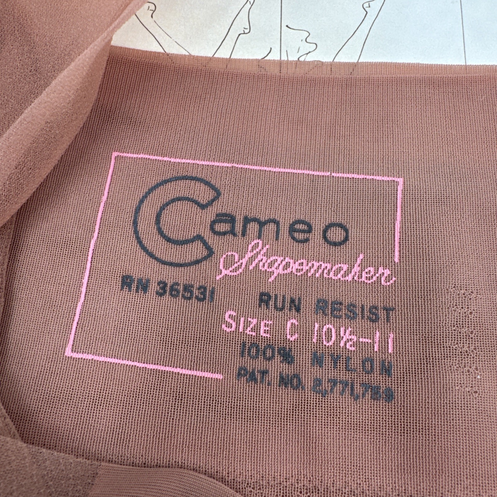 Vintage Bur-Mil Cameo 6 Shapemaker Flat Knit Seamless Plain Stockings C 10-11