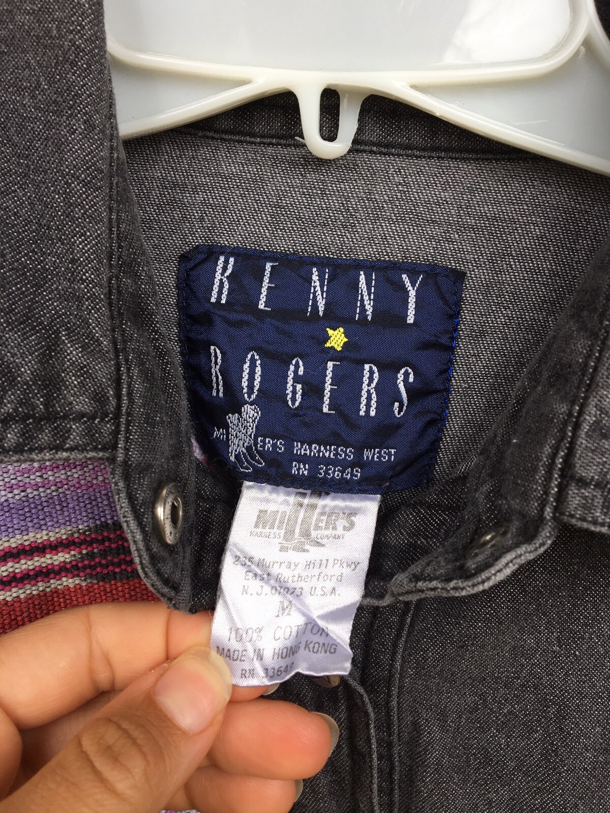 kenny Rogers Aztec Denim Jacket Medium button Up Western