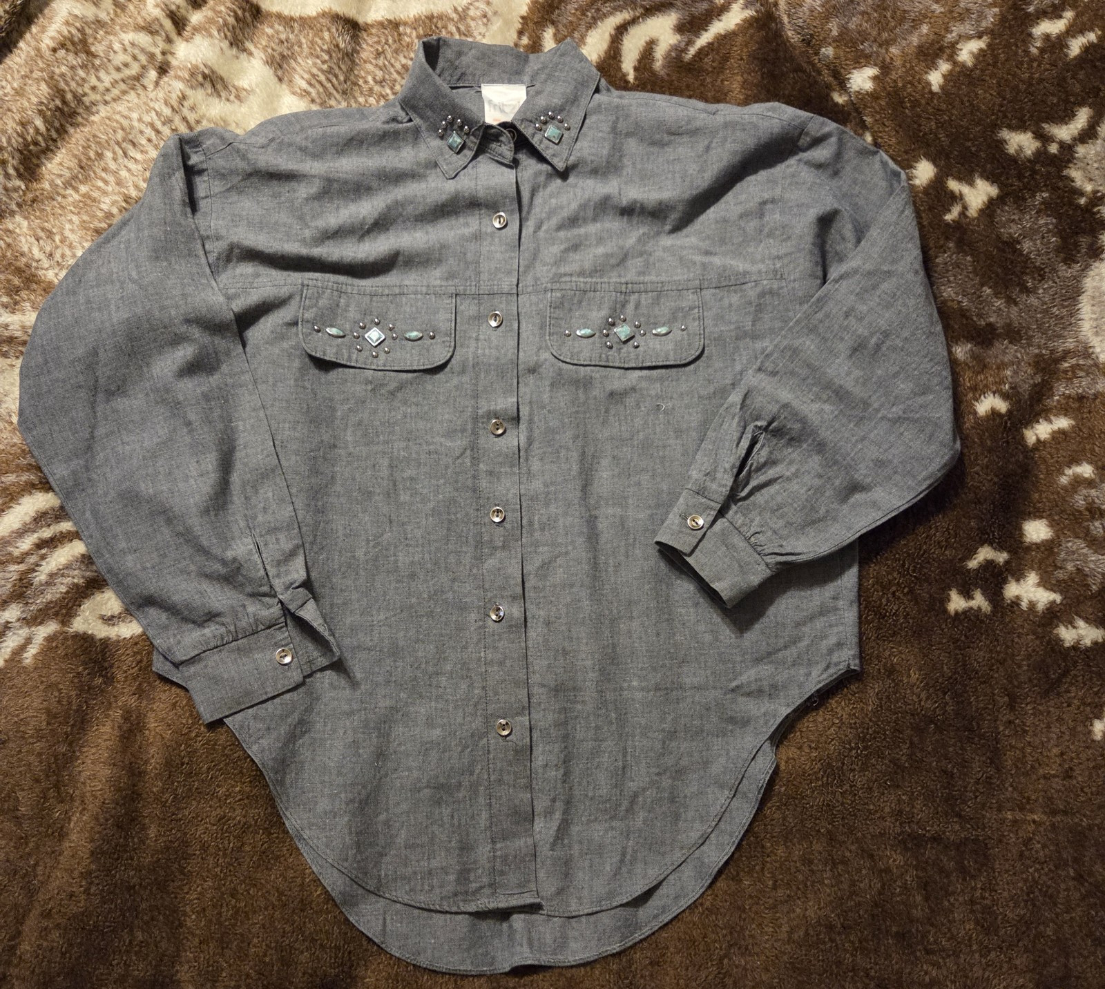 Vintage Fritzi 1980&rsquo;s Western Chambray Shirt with Embellishments
