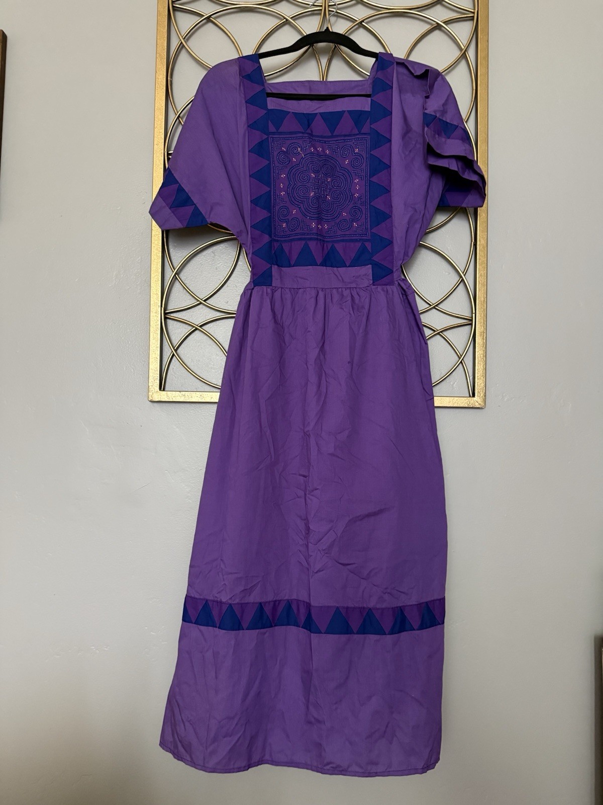 Vintage Peasant Dress Kaftan Muumuu Women’s Purple Lightweight Cotton? Boho