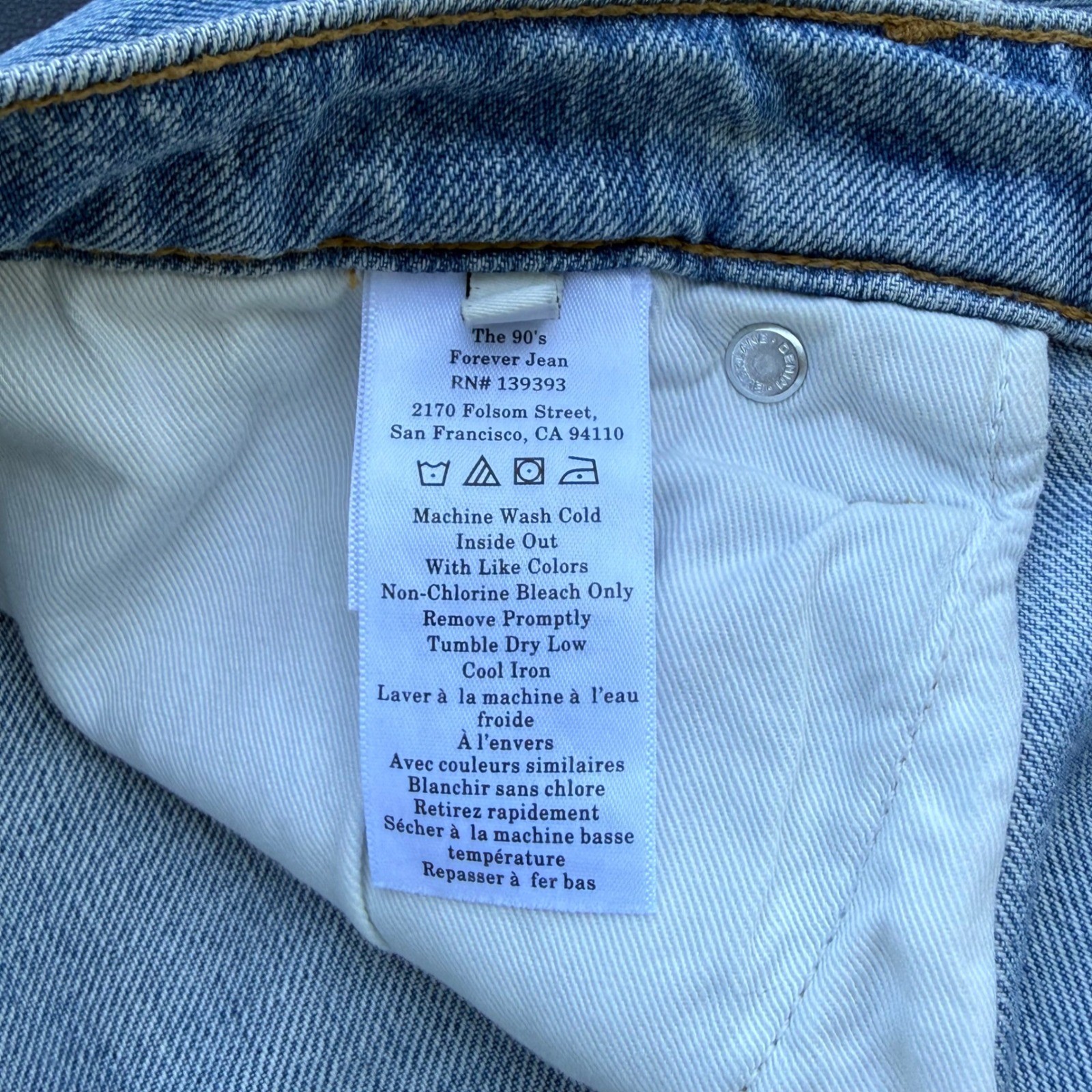 Everlane The 90s Forever Jean Light Wash Blue Organic Cotton Straight Leg 30R