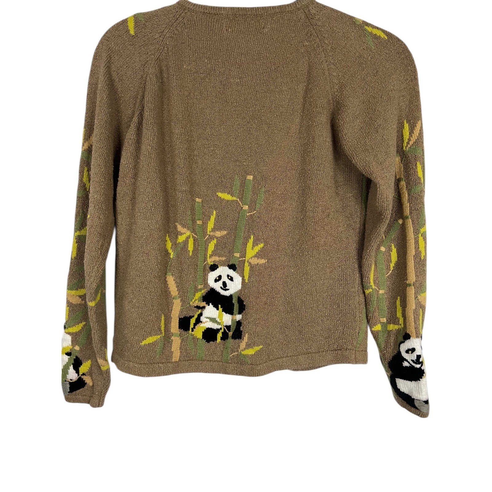 Bellepointe Vintage Panda & Bamboo Design Knit Cardigan – Size Small