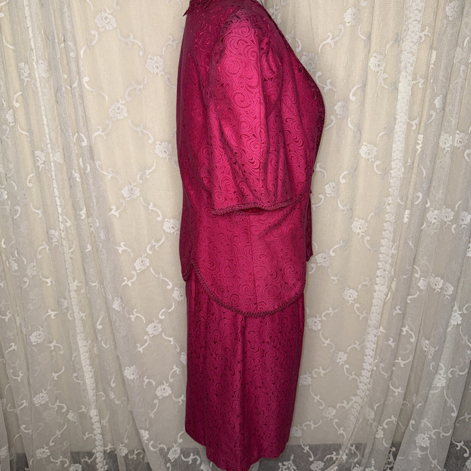 Vintage Cachet Pink Unlined Sleeveless Cocktail Dress & Matching Jacket 13-14