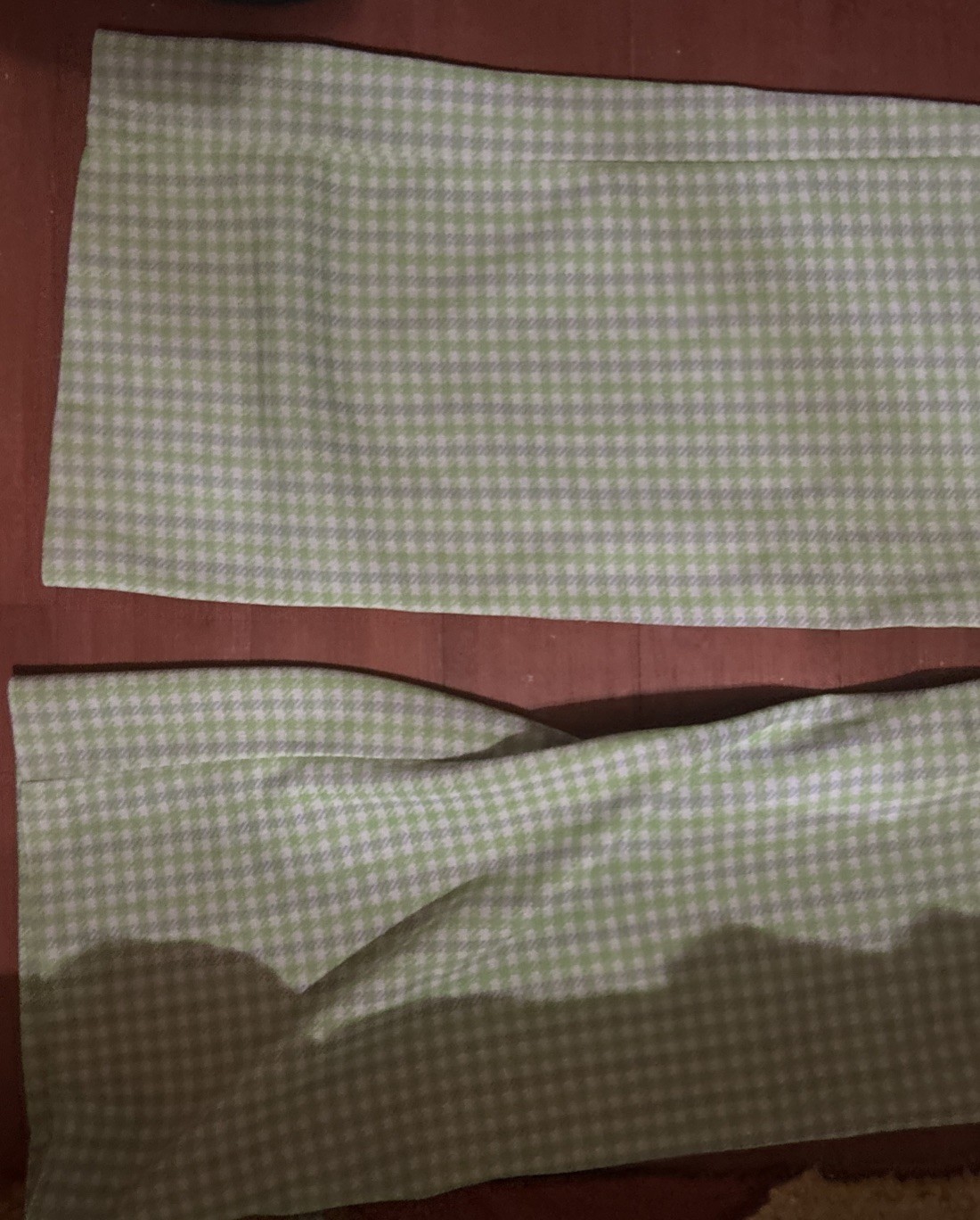 Vintage 1970 Womens Bell Bottom Polyester Pants Green,Grey,& White Hounds Tooth