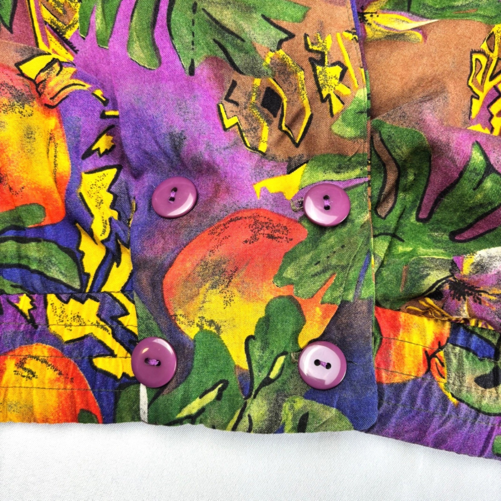 PS Illustrations Vintage Tropical Fruit Floral Cropped Jacket Purple Multicolor