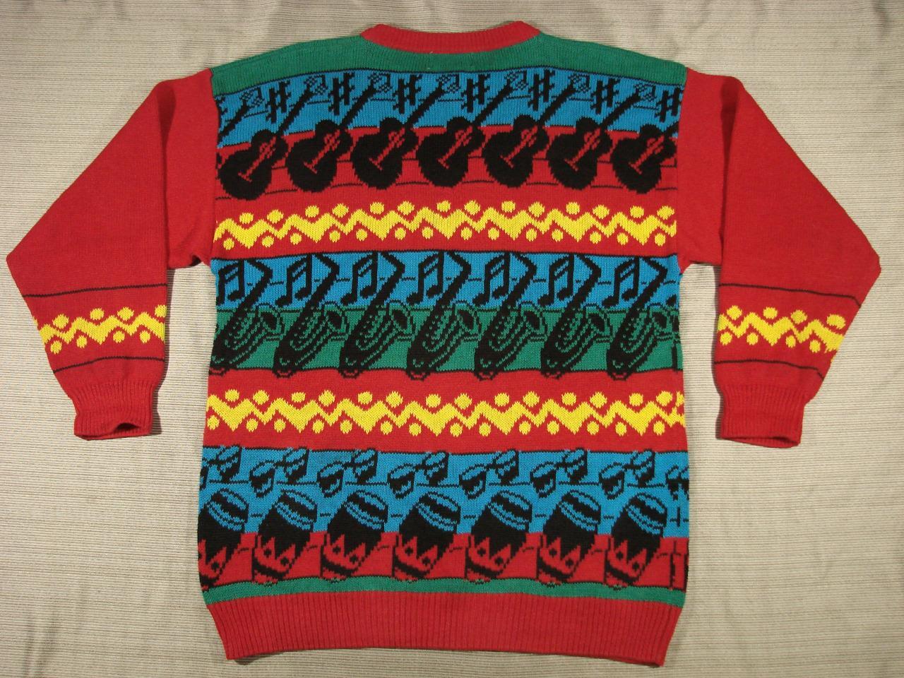 80&rsquo;s vintage oversize Rue Brittania multicolor musical instrument sweater 2