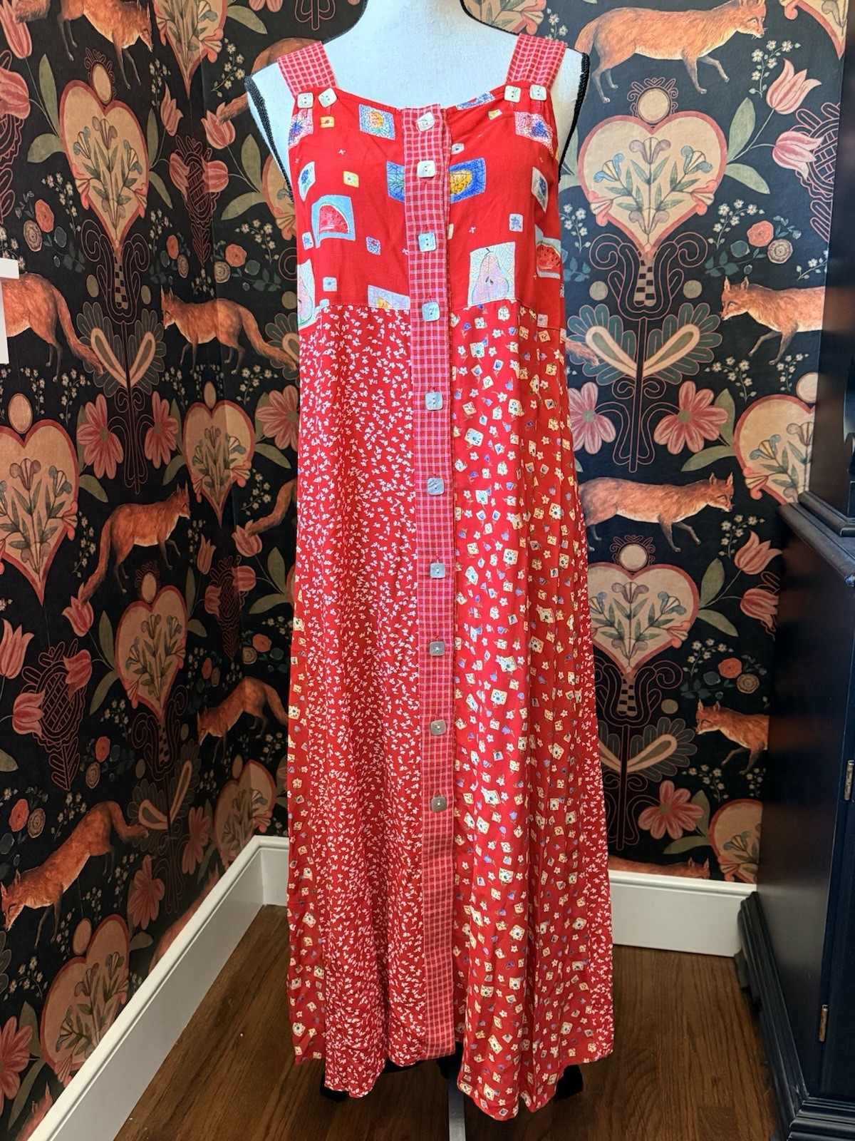 Classics By Carol Anderson Vintage Cottagecore Dress Size S Ted Print Fruit Cabi