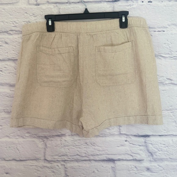 Old Navy Linen Blend Shorts Large Beige High Rise Elastic Waist Drawstring