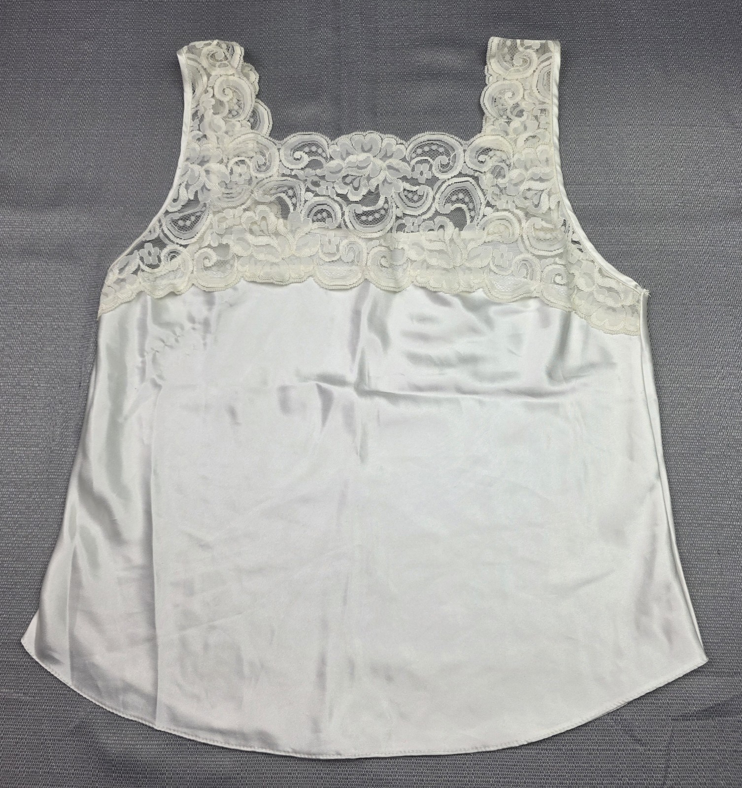 Vintage Lucie Ann II Lacy Cream Satin Camisole Women&rsquo;s Size 34 Made In USA