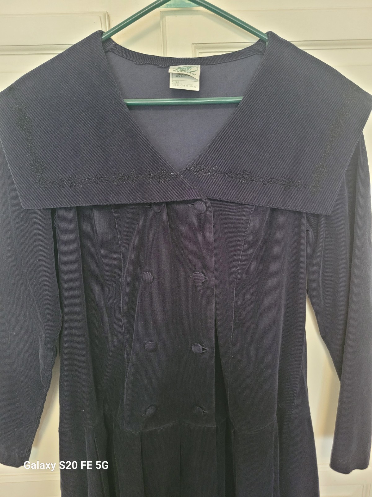 vintage Navy Corduroy 100% Cotton Dropped Waist Laura Ashley Dress