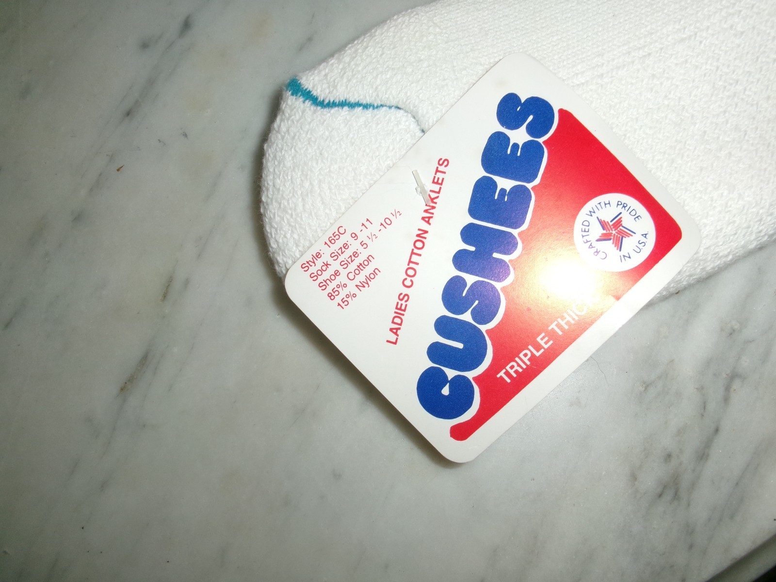 NOS~VINTAGE Unisex Cushees Anklets~ Socks Triple Thick Cotton 9-11 Roll Down