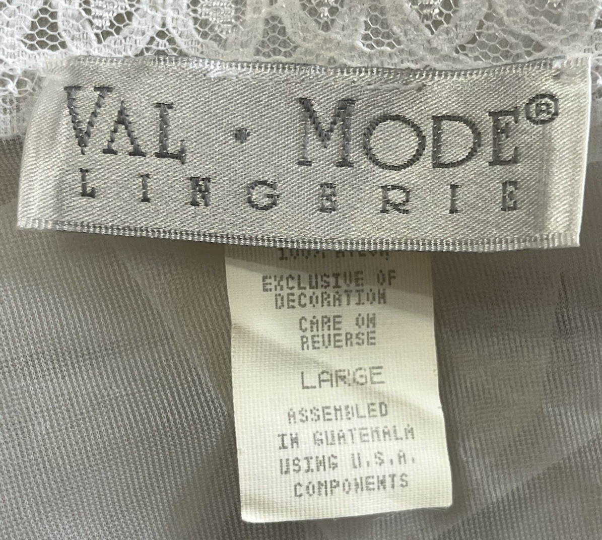 Val Mode White, Grayish Lingerie Peignoir Robe Sheer Embellished Size L