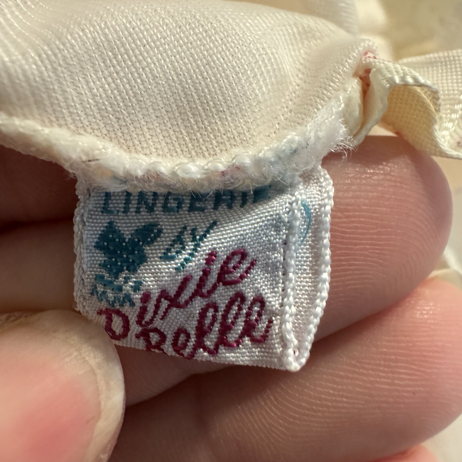 Vintage Dixie Belle Slip Lace Trim Pink Cream Size 38 USA Romantic