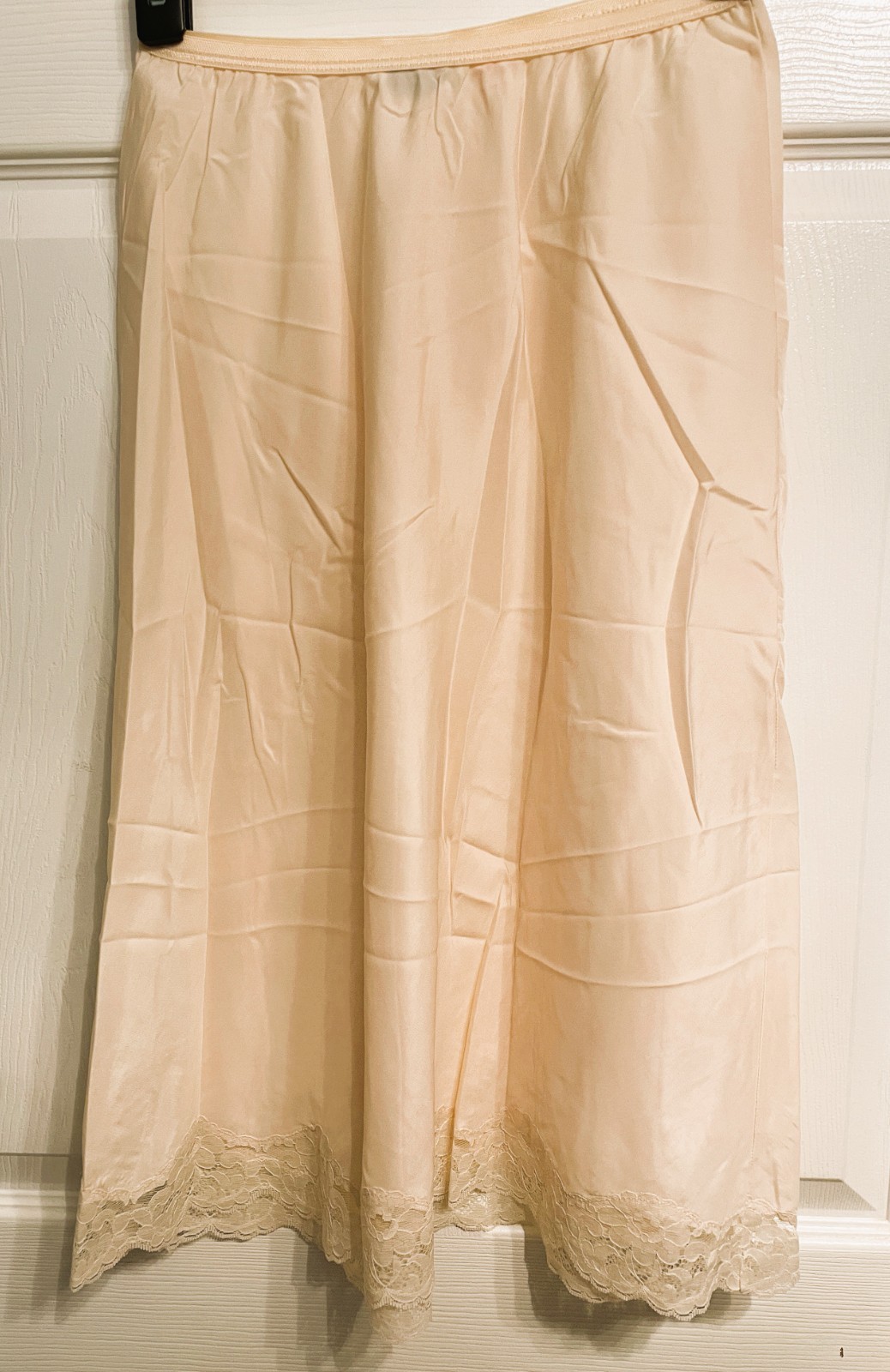 Vtg ILGWU Union Made Nylon Lace Trim Half Slip Skirt Small / 25&Prime; USA Lady Lynne