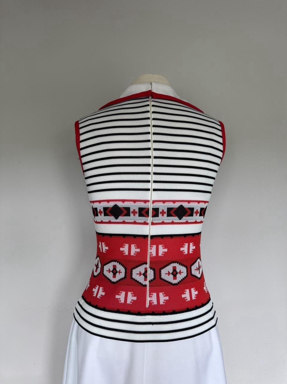 VTG 70s Mod Knit Shift Dress Flared A-Line Geometric Deadstock NWT