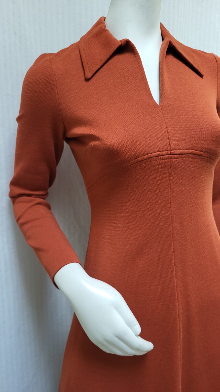 Vintage 1960/70s ALAMOR Rust Orange Double Knit Dress + Vest – Size S