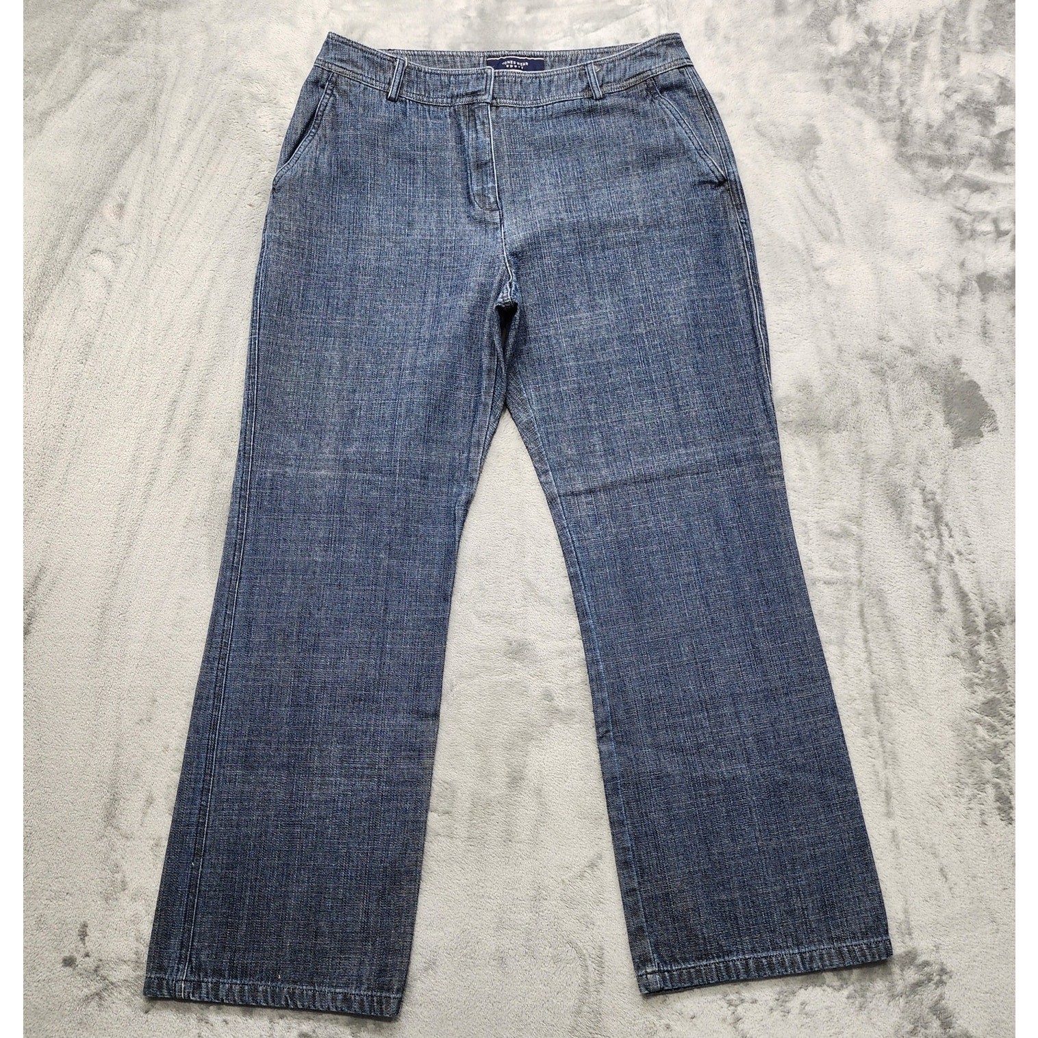 Vintage Jones Wear Sport Jeans Womens 14 Blue High Rise Wide Leg Casual Nautical