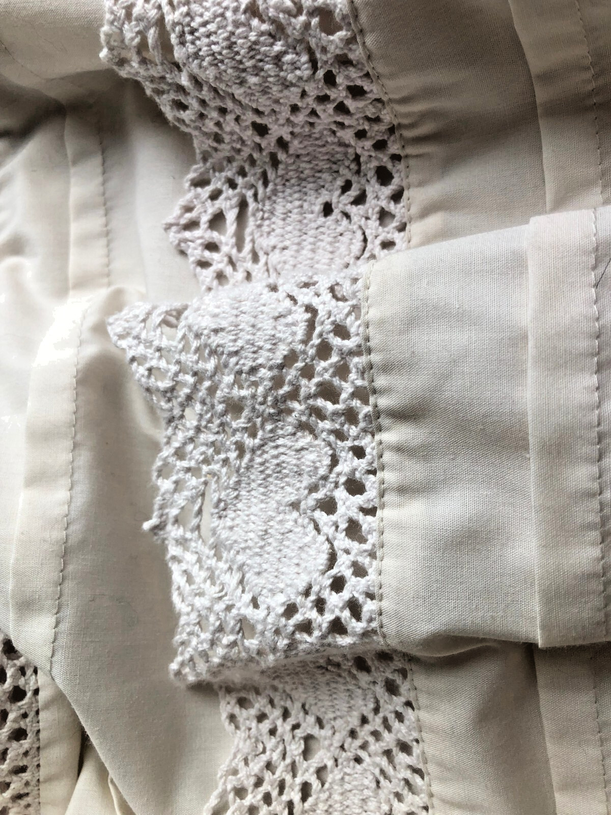 vintage petticoat eyelet embroidery waistband with elastic size 38 40 beige natural long