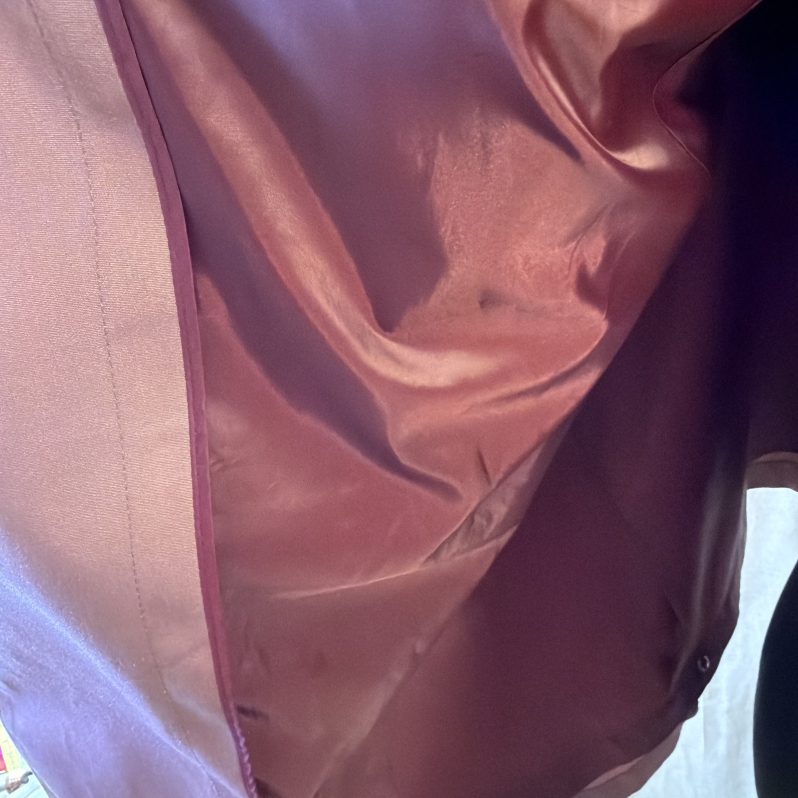 Misty Harbor Mauve Ruffled Gathered Long Rain Trench Coat SZ 12 80&rsquo;s