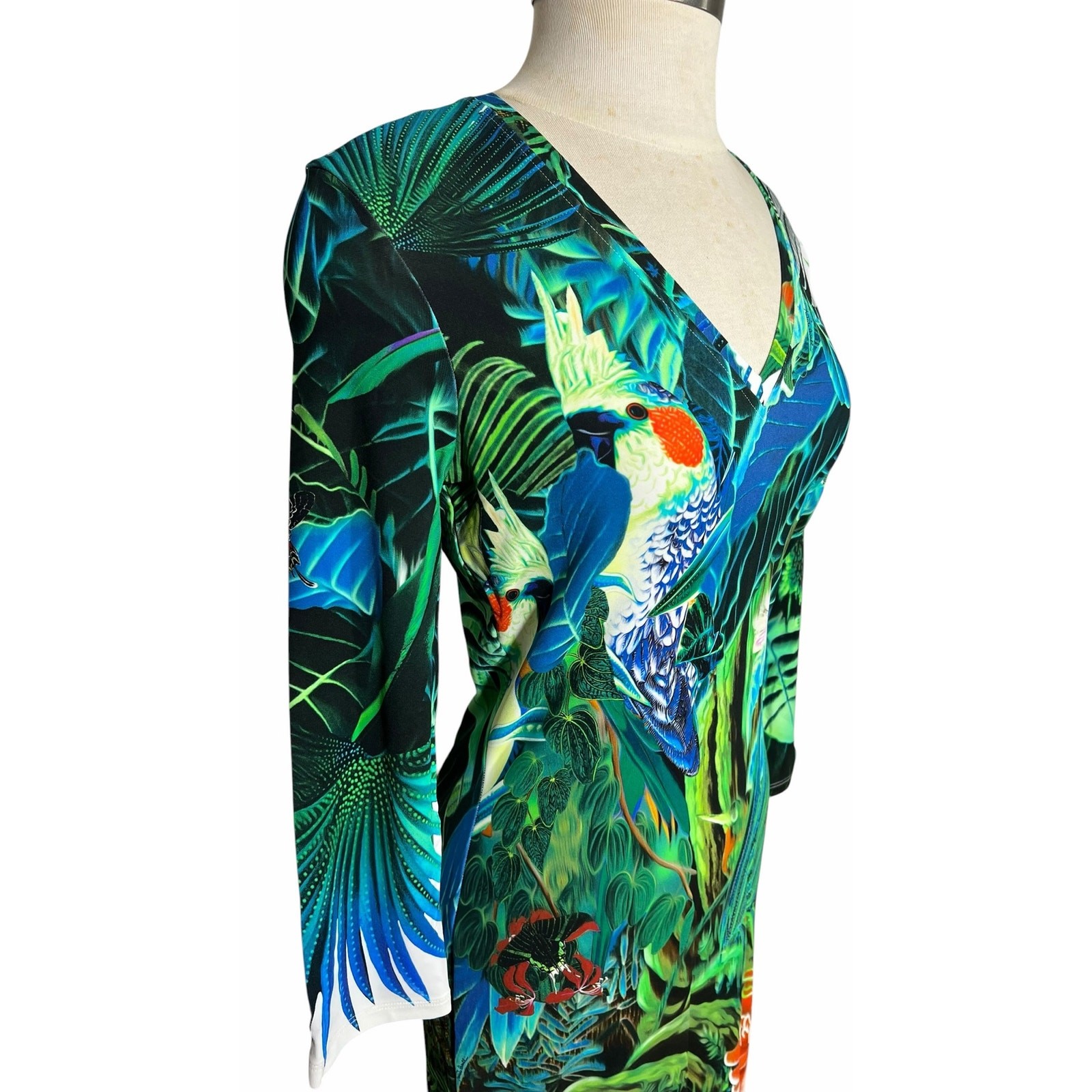 Roberto Cavalli Tropical Jungle Print Bodycon Dress 2010s