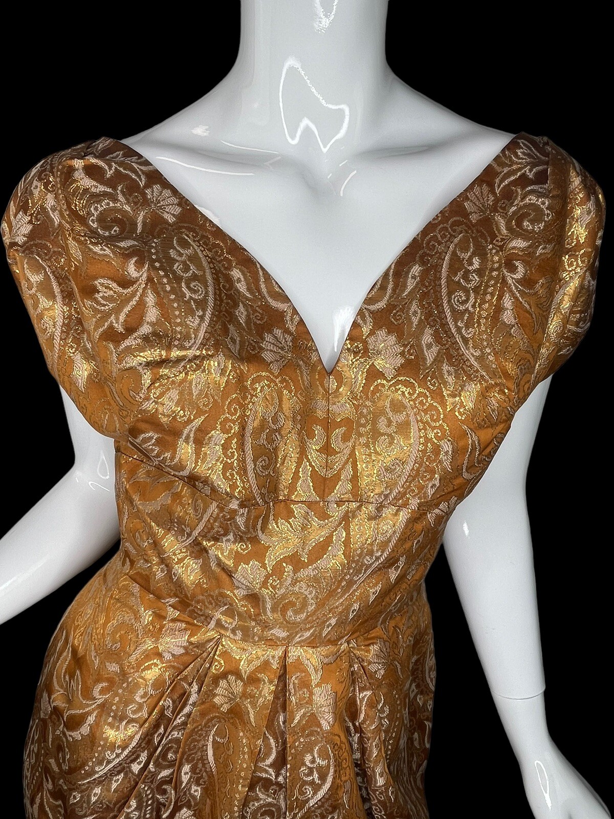 Rare Vintage 1950&rsquo;s Sylvan Rich for Martini Copper Gold Metallic Dress Wiggle