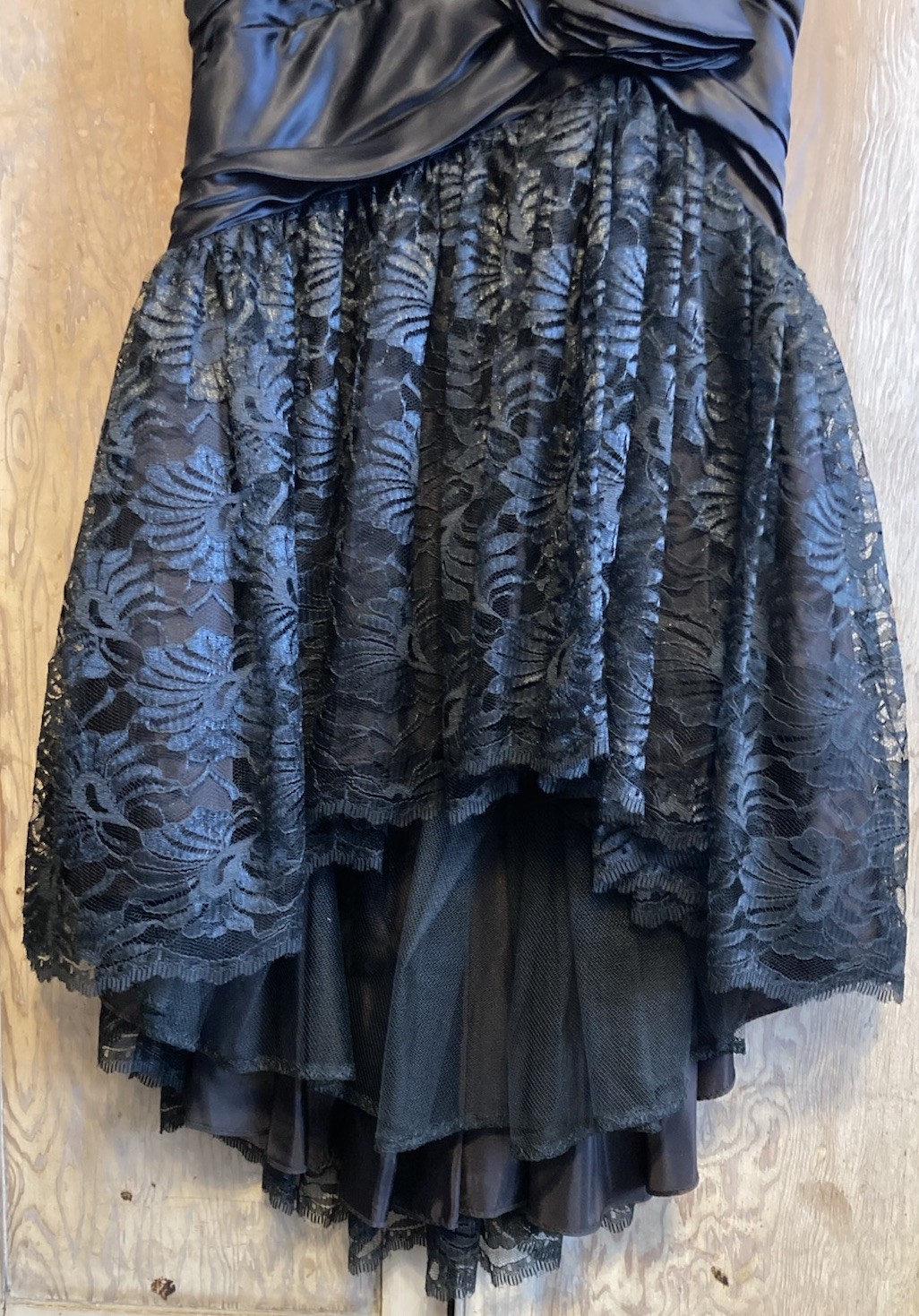 Vtg ZUM ZUM Strapless Dress Mermaid Lace Sequin Beaded Satin Formal Prom – AS IS